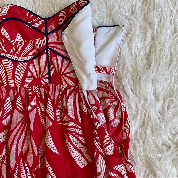 Alice & Trixie Veronique Red Strapless Silk Dress - Picture 7 of 16